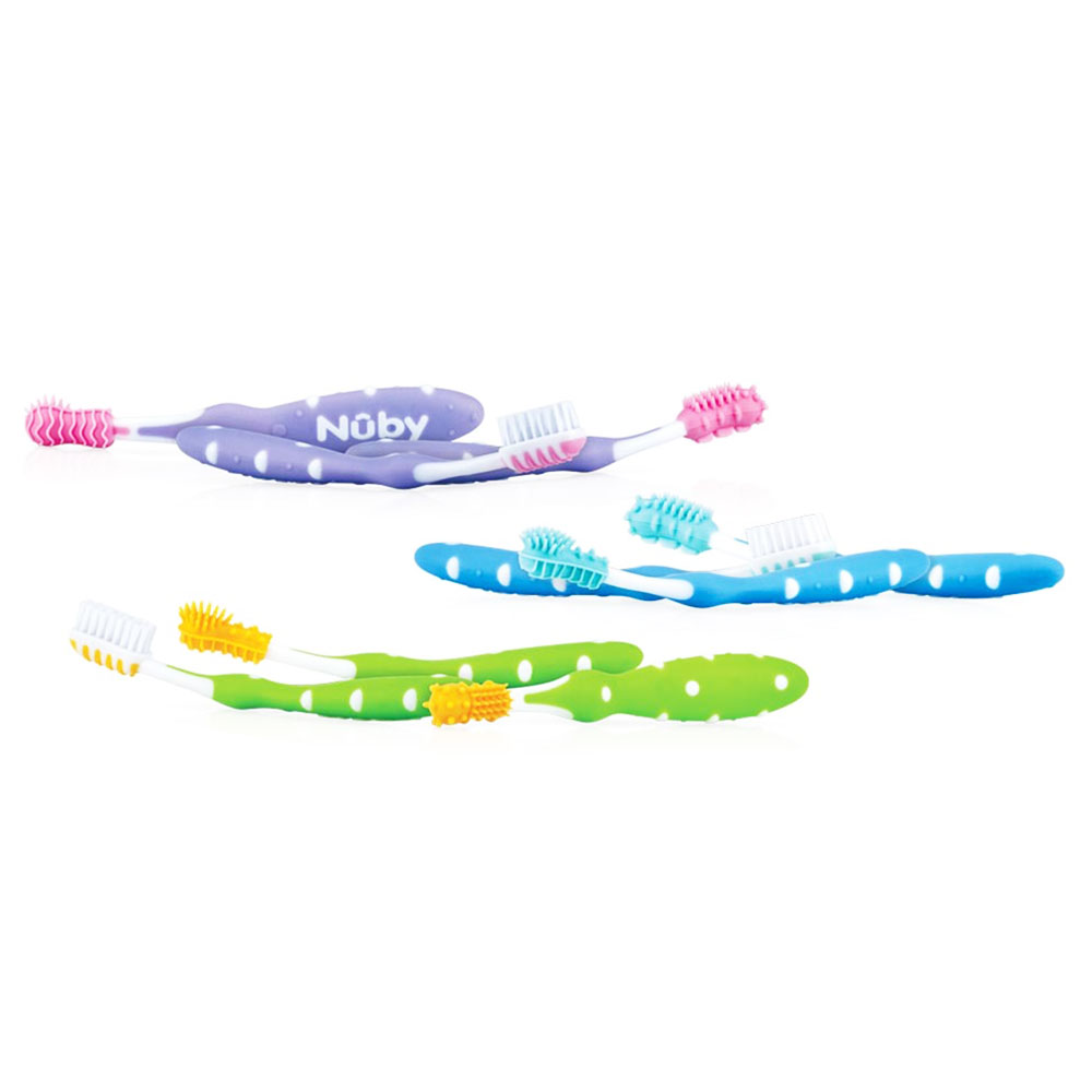 Nuby Set di 3 spazzolini da denti