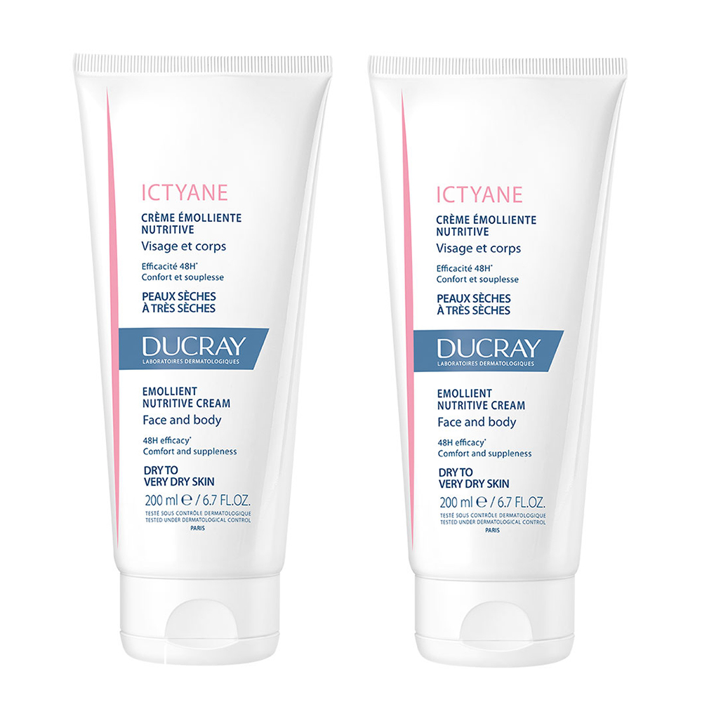 Ducray Ictyane Crema emolliente nutriente viso e corpo per pelli secche e molto secche 2 x 200 ml