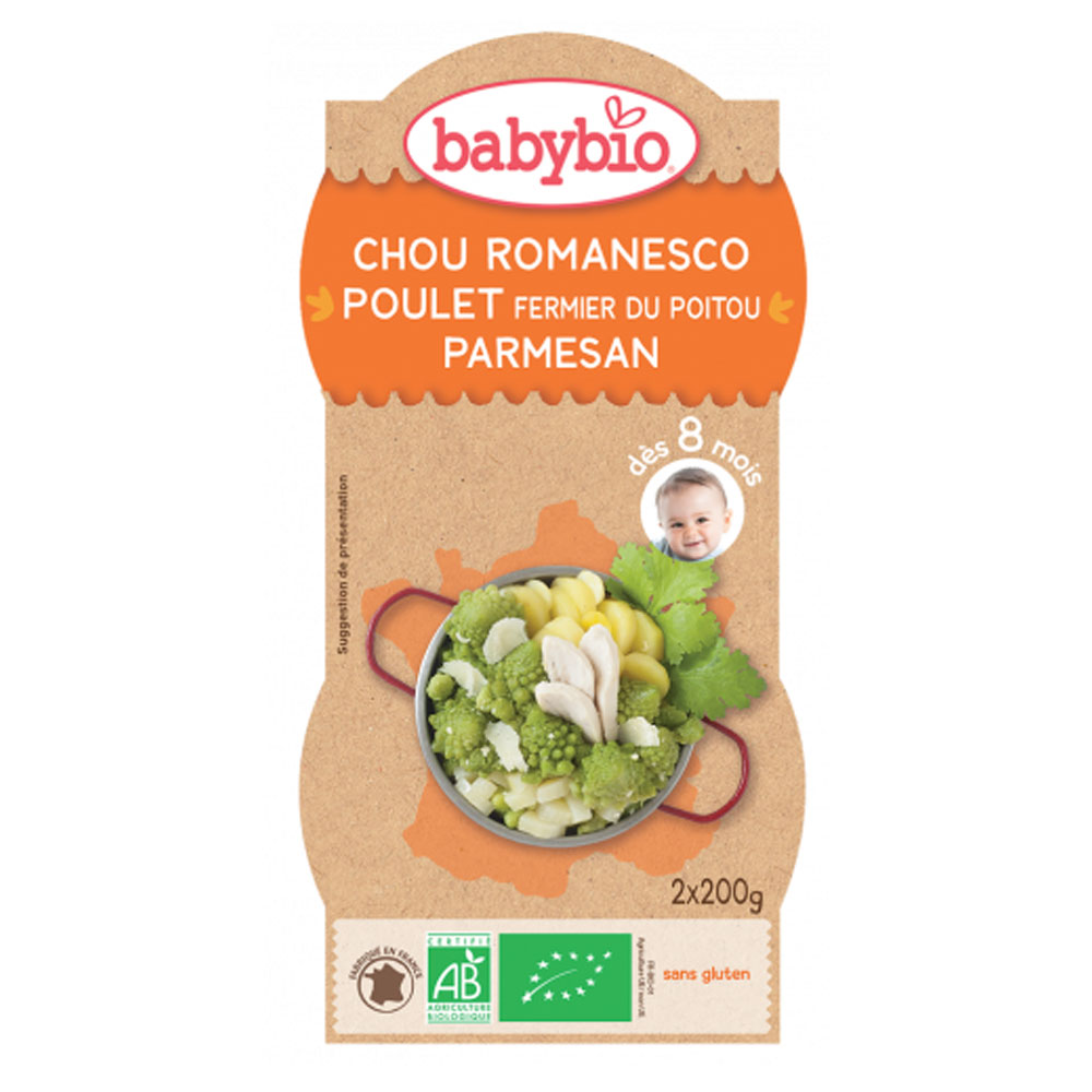 Babybio 8 Mesi Ciotola Biologica Menu del giorno 2x200g