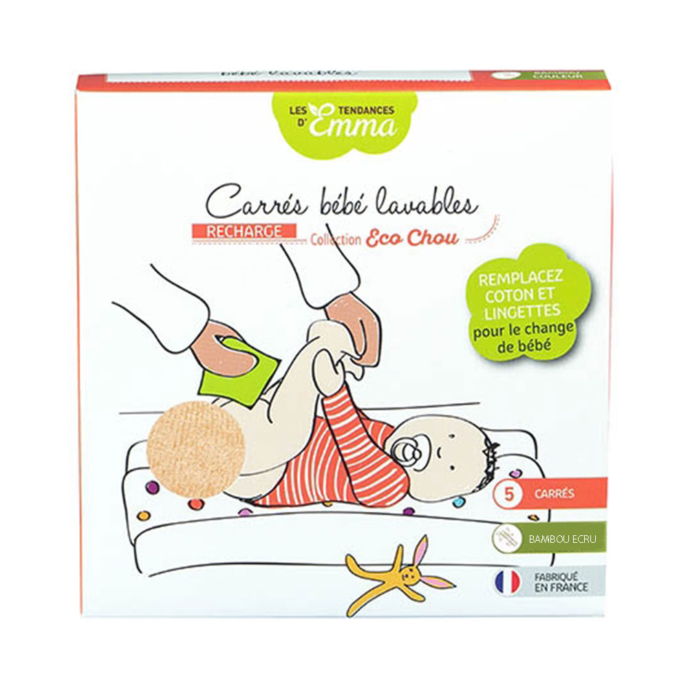 Les Tendances D'Emma Eco Chou Piazze lavabili di bambù ecru x5
