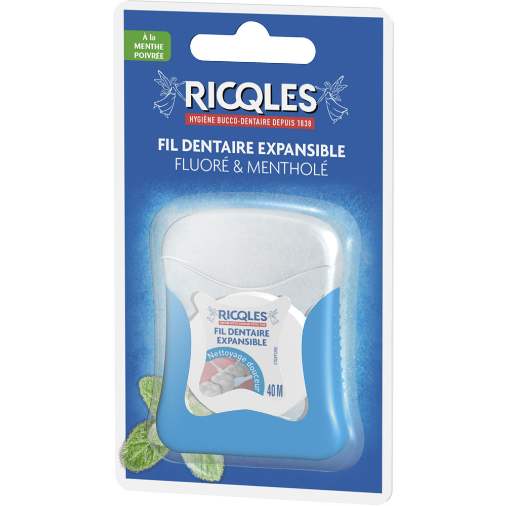 Ricqles Filo dentale espandibile 40 m Gusto di menta