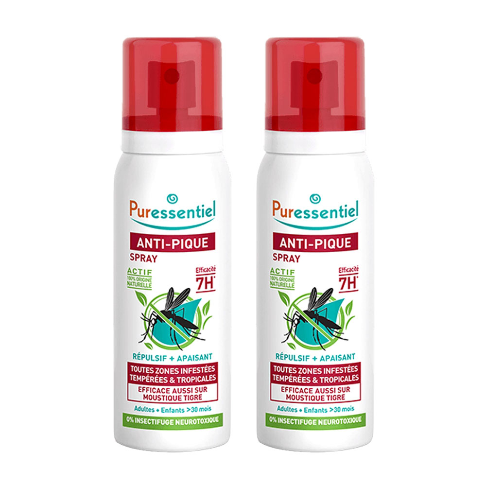 Puressentiel SOS Insetti Spray repellente antizanzare lenitivo Adulti e Bambini 2x75ml