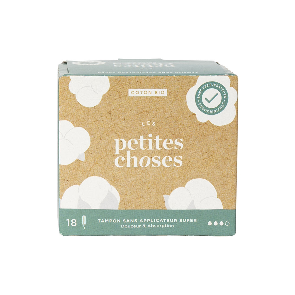 Les Petites Choses Tamponi in cotone biologico senza applicatore Flux Super Confezione da 18 pezzi