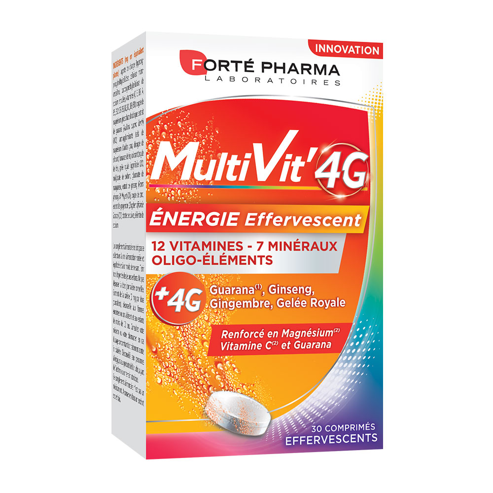 Forté Pharma MultiVit'4G Multivitaminici effervescenti minerali e magnesio 30 compresse effervescenti