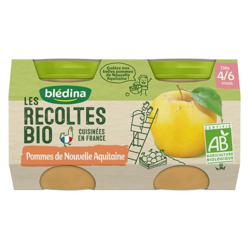 Blédina Composte di piccoli vasi Les Recoltes Bio Da 4 a 6 mesi 2x130g