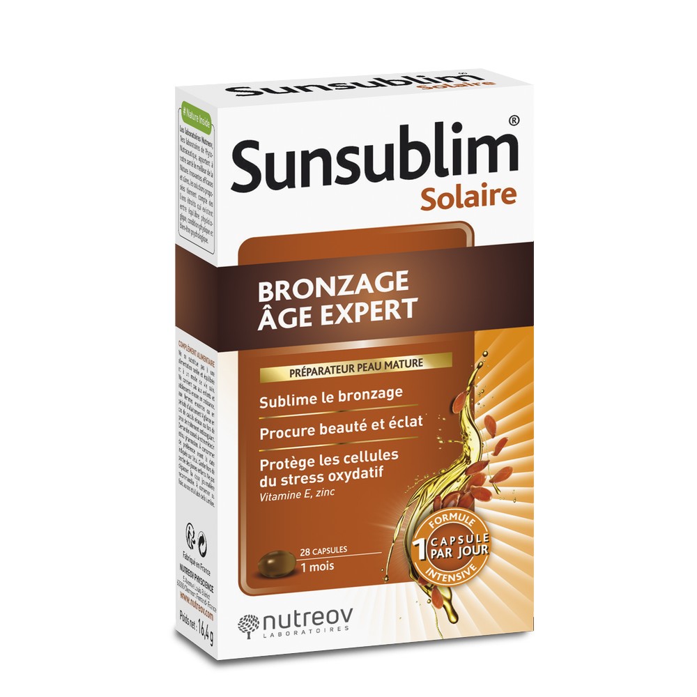 Nutreov Sunsublim Abbronzatura anti-età esperta Preparatore di pelle matura 28 Capsule