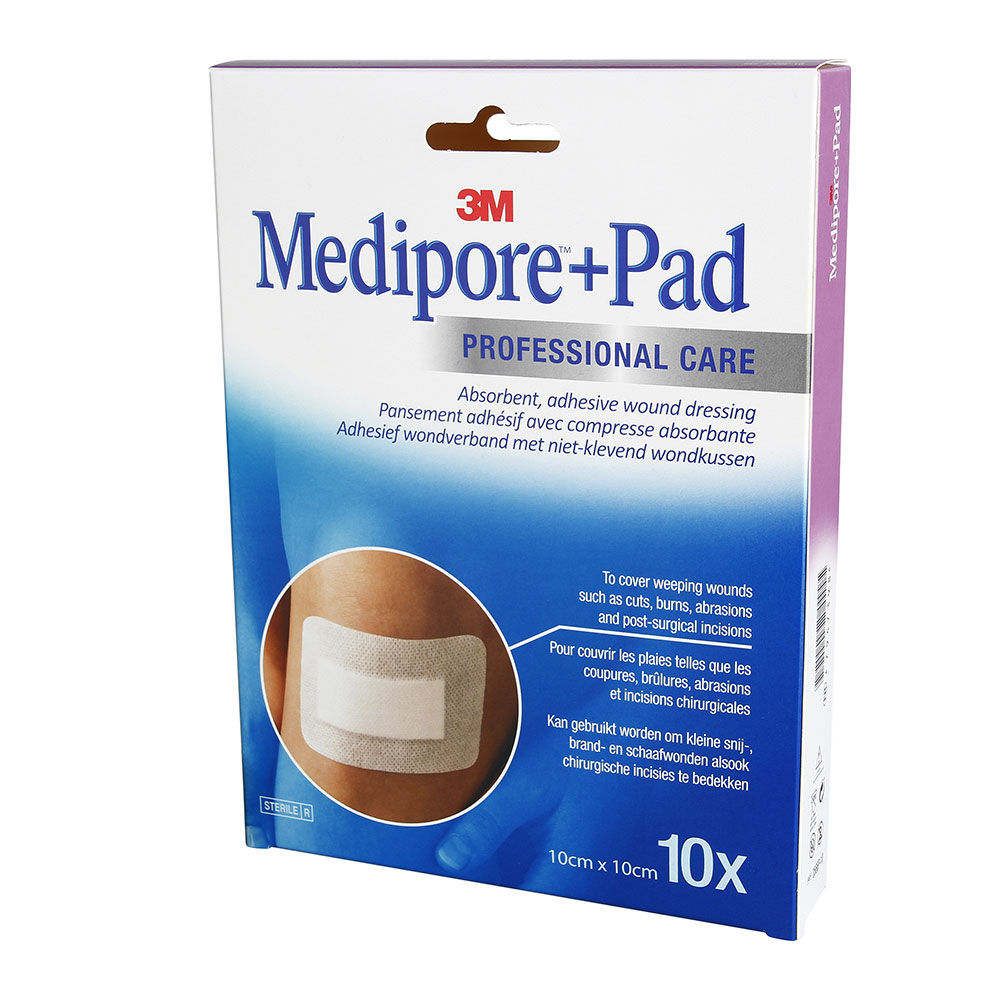 3M Medipore Cerotti adesivi con garza assorbente 10cm x 10cm +Pad x10