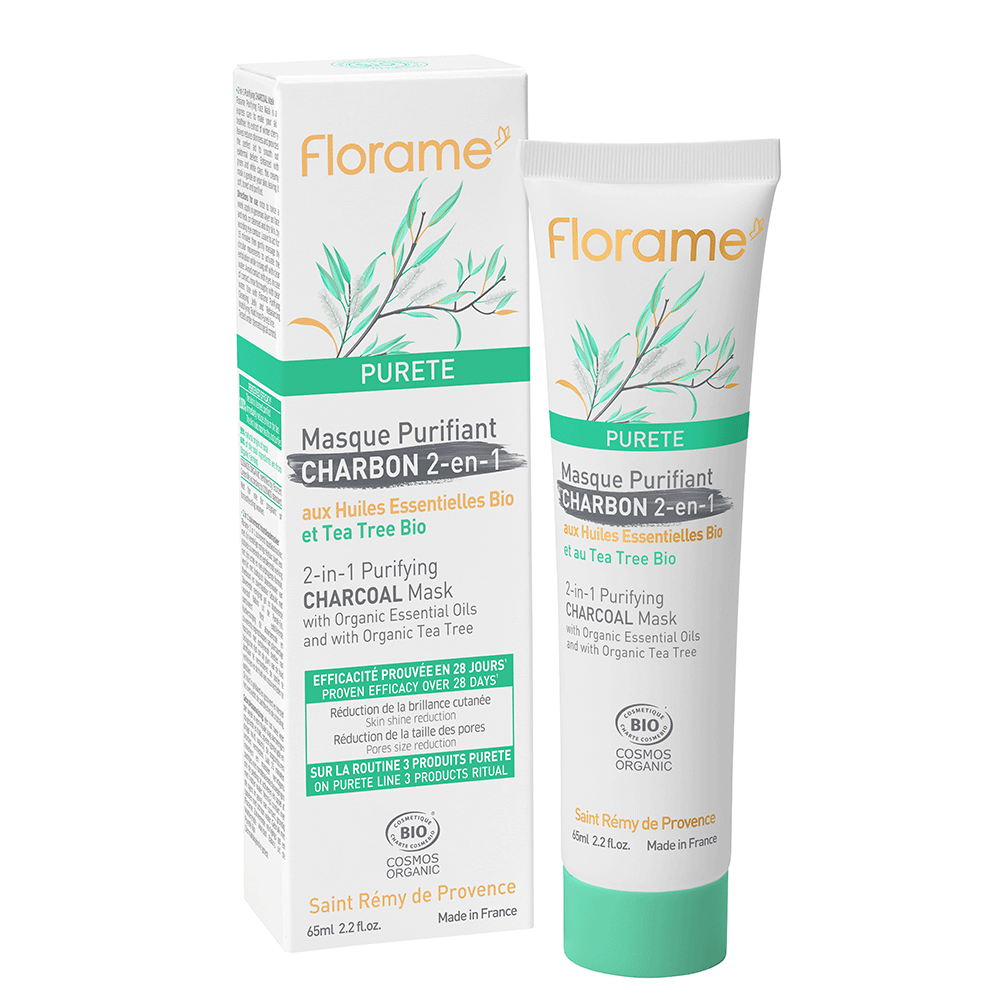 Florame Maschera purificante al Carbone 2 in 1 Purete bio Pelle da mista a grassa 65ml