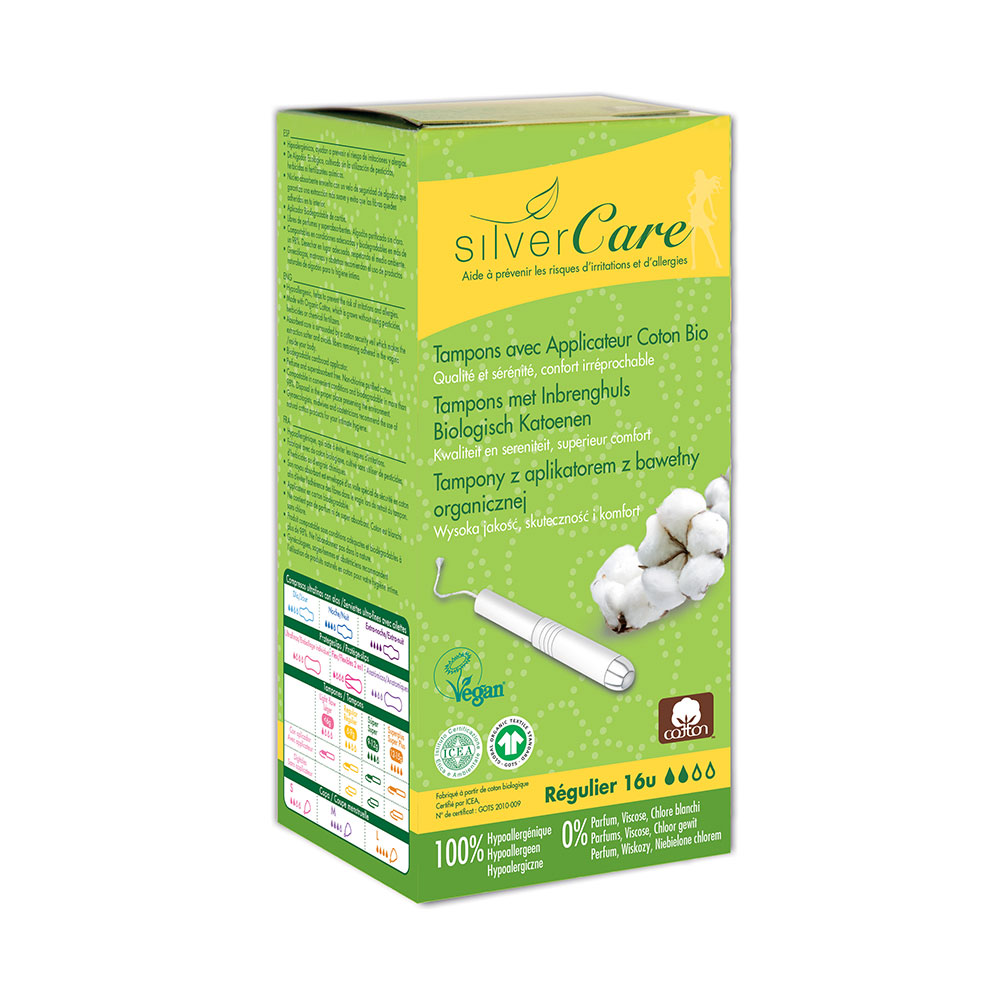 Silver Care Imbottiture regolari in cotone biologico Con applicatore x16