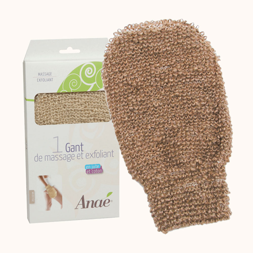 Anae Guanto da massaggio esfoliante in iuta e cotone