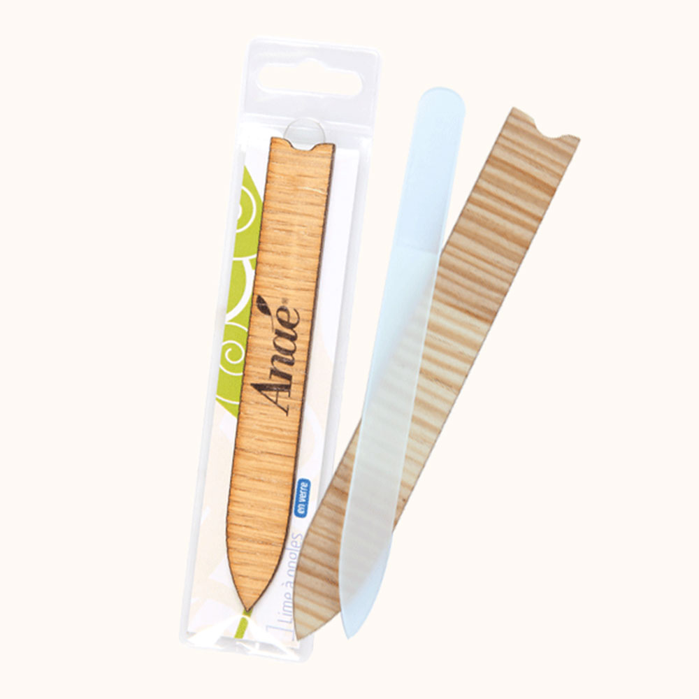Anae Lima per unghie in vetro grande in un astuccio di legno