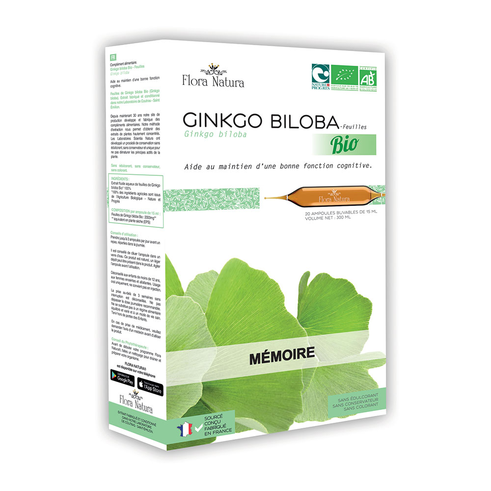 Flora Natura Ginkgo Biloba biologico Memoria 20 fiale