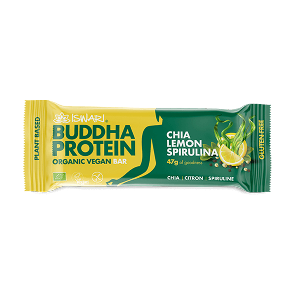 Iswari Barretta Energetica Proteine biologiche Bouddha, Chia, Limone e Spirulina 47g