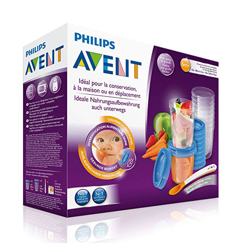Avent Accessori Vasetti + cucchiaio per lo svezzamento 6 mesi o più