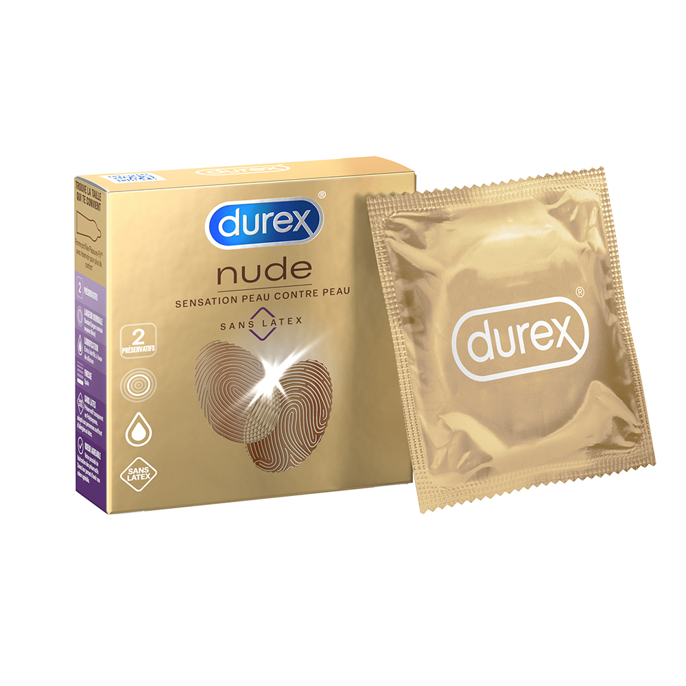 Durex Nude Preservativi senza lattice con una sensazione "pelle su pelle" x2