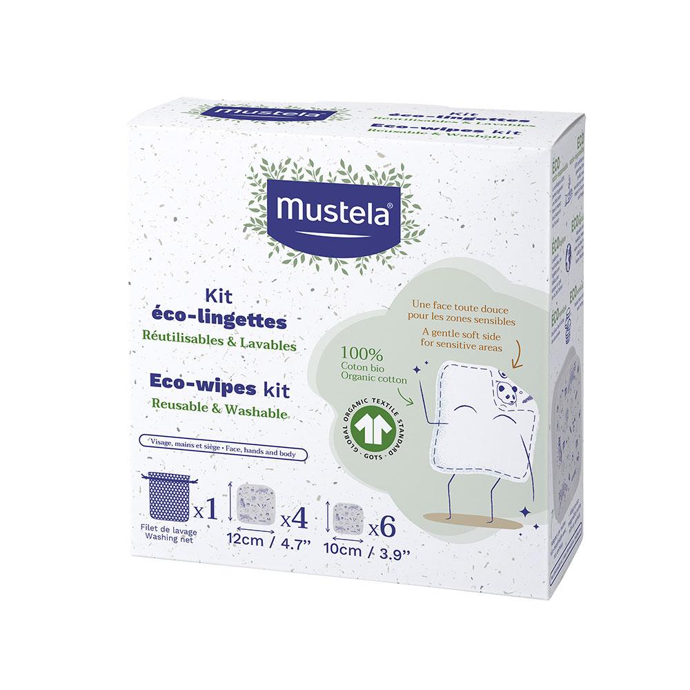 Mustela Kit di salviette ecologiche riutilizzabili e lavabili x10