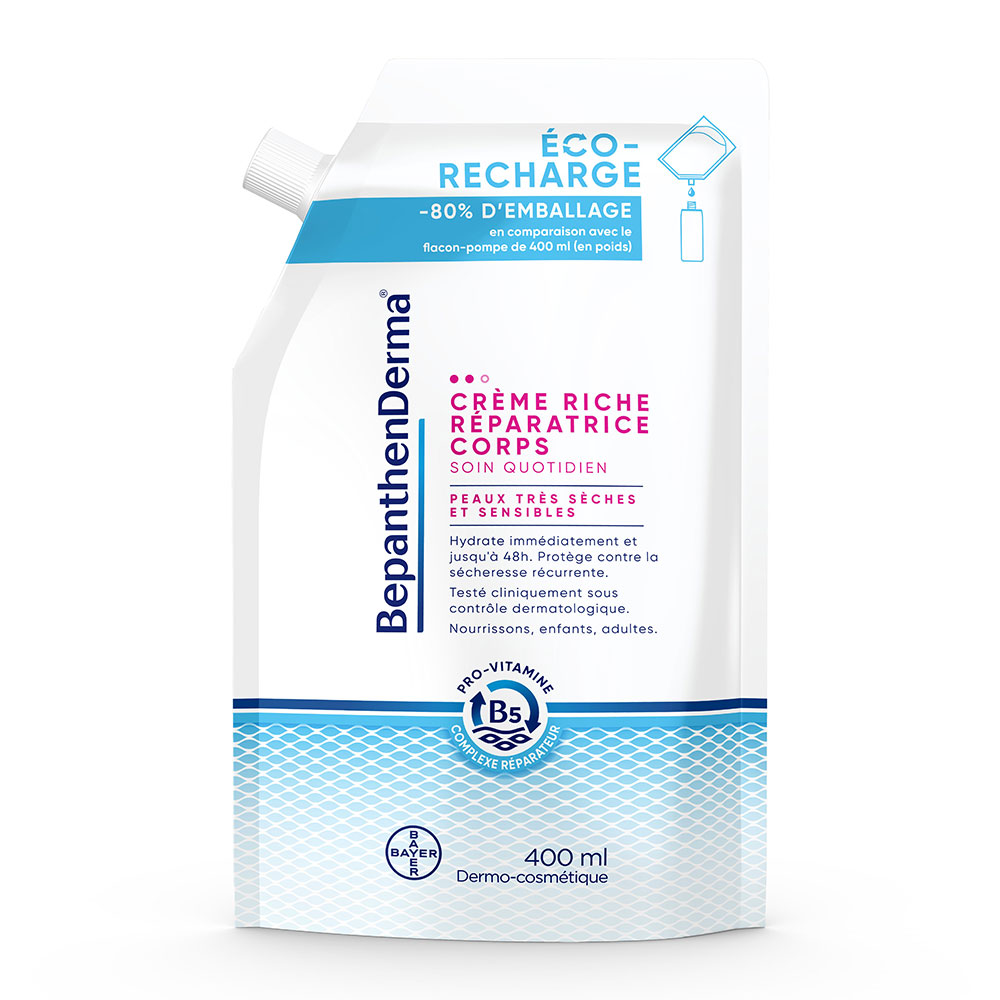 Bepanthen Derma Crema Corpo Ricca Riparatrice Eco-Ricarica Pelli molto secche e sensibili 400 ml